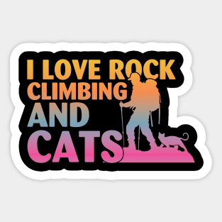 I Love Rock Climbing & Cats Cute Kitty Cat Lover Sticker